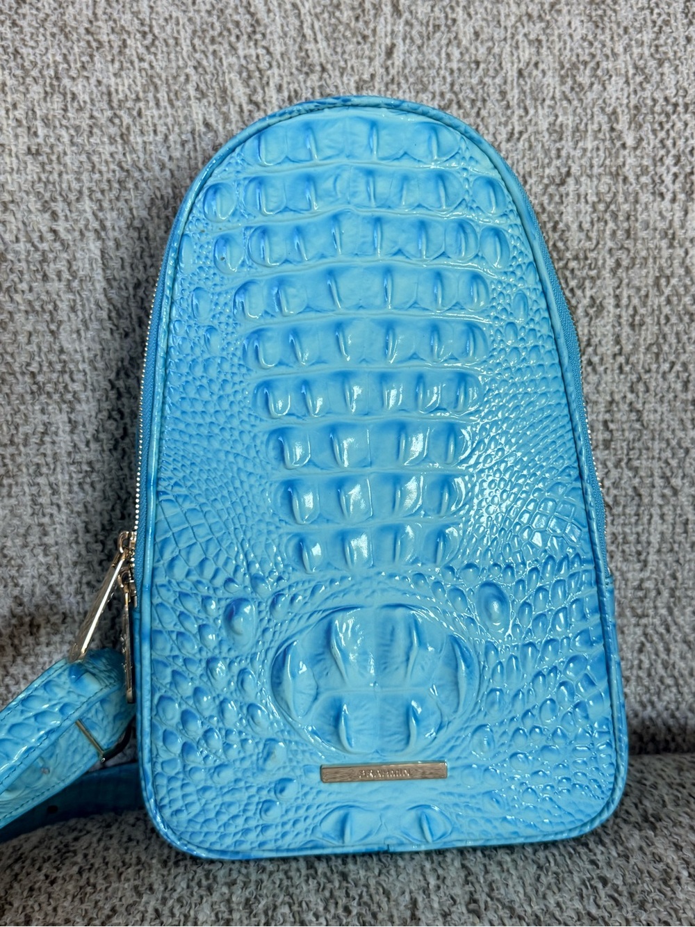 Brahmin Jordan Backpack Tropic Blue Melbourne Croc Leather Sling Bag NWT